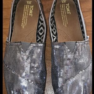 Toms Silver Sequin Flats
